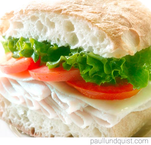 Roast turkey lettuce and tomato sandwich. Created by Larry Damico.